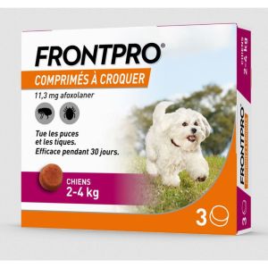 Frontpro 3 comprimés chien 2 à 4kg puces et tiques
