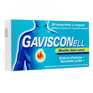 Gavisconell Sans sucre Menthe - 24 comprimés à croquer