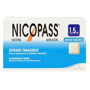 Nicopass 1,5mg menthe fraîcheur sans sucre - 36 pastilles à sucer
