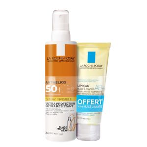 Anthelios Crème Solaire en Spray Invisible Corps SPF50+ Avec Parfum 200ml + Huile Lavante Lipikar 100ml Offerte