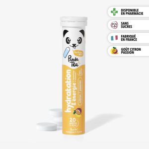 Panda Tea Hydratation & Énergie - Citron-Passion - 1 tube de 20 Pastilles