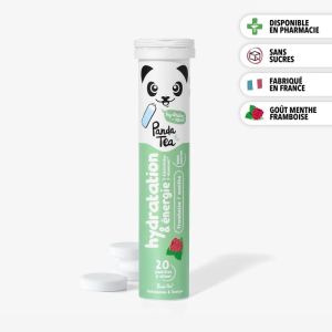 Panda Tea Hydratation & Énergie - Menthe-Framboise - 1 tube de 20 Pastilles