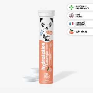 Panda Tea Hydratation & Énergie - Pêche - 1 tube de 20 Pastilles