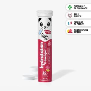 Panda Tea Hydratation & Énergie - Hibiscus-Citron - 1 tube de 20 Pastilles