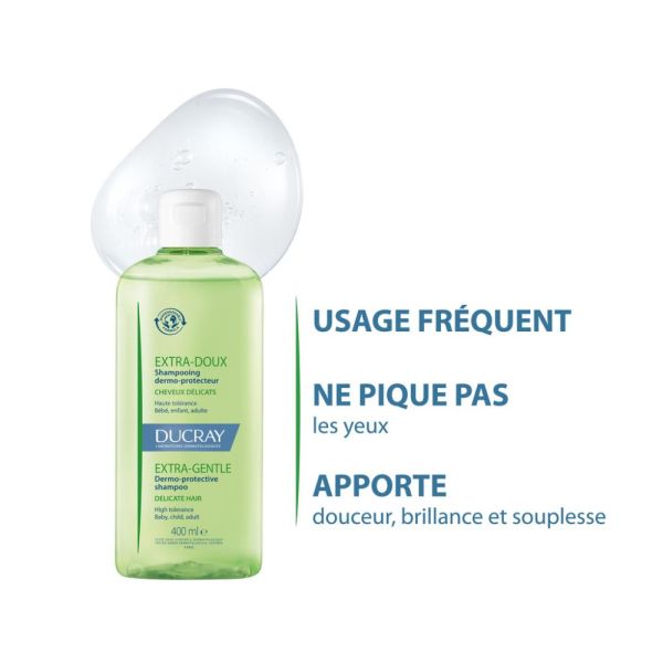 Extra-Doux - Shampooing dermo-protecteur - Cheveux normaux et délicats Bouchon 400 ml