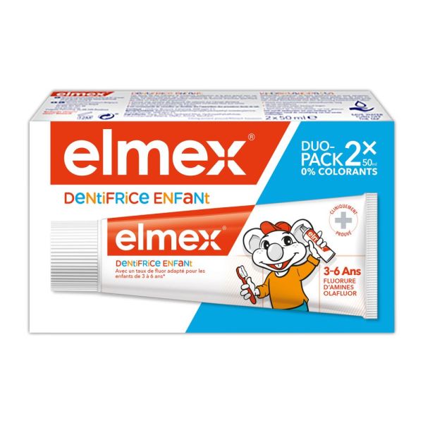 Dentifrice Elmex Anti-Caries Enfant 3-6 ans 50ml x2