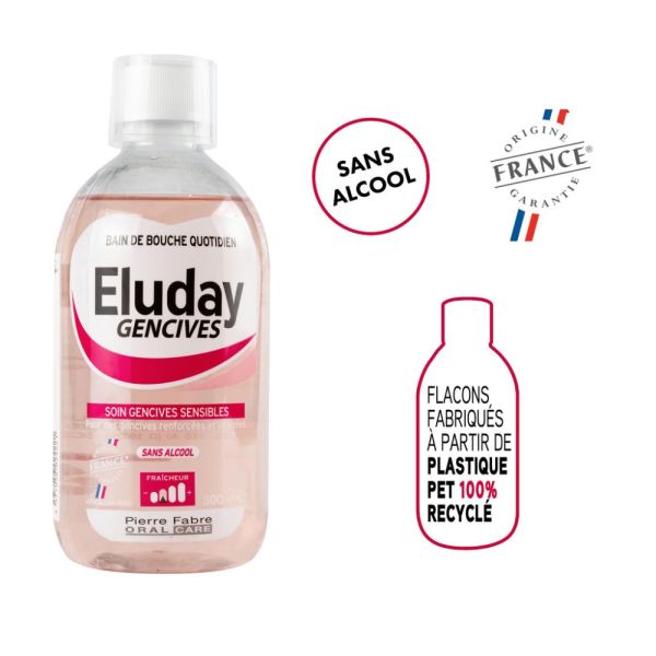 Eluday Gencives - bain de bouche quotidien soin gencives sensibles 500 ml