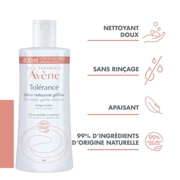 Tolérance CONTROL Lotion nettoyante gélifiée peaux sensibles à réactives 400 ml