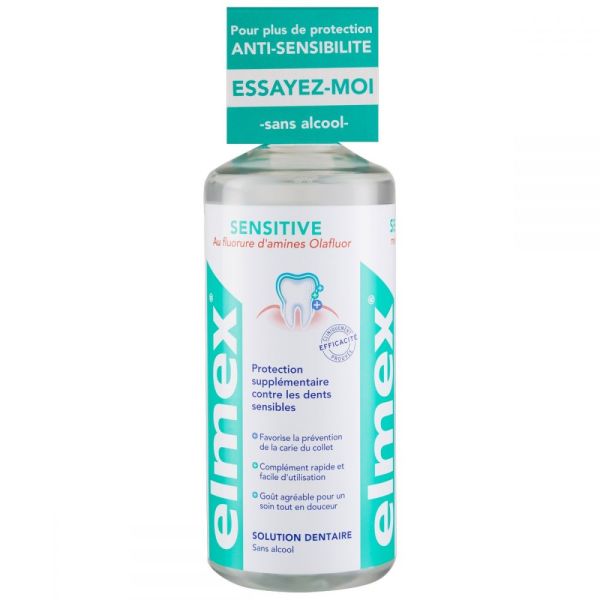 elmex®  Sensitive Original Bain de bouche 0% Colorant 400 ml