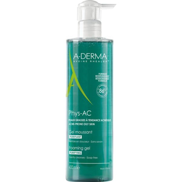 Phys-AC Gel moussant nettoyant purifiant peaux grasses à tendance acnéique 400 ml