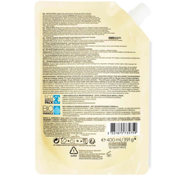 Lipikar Huile lavante AP+ relipidante anti-grattage ecorecharge 400ml